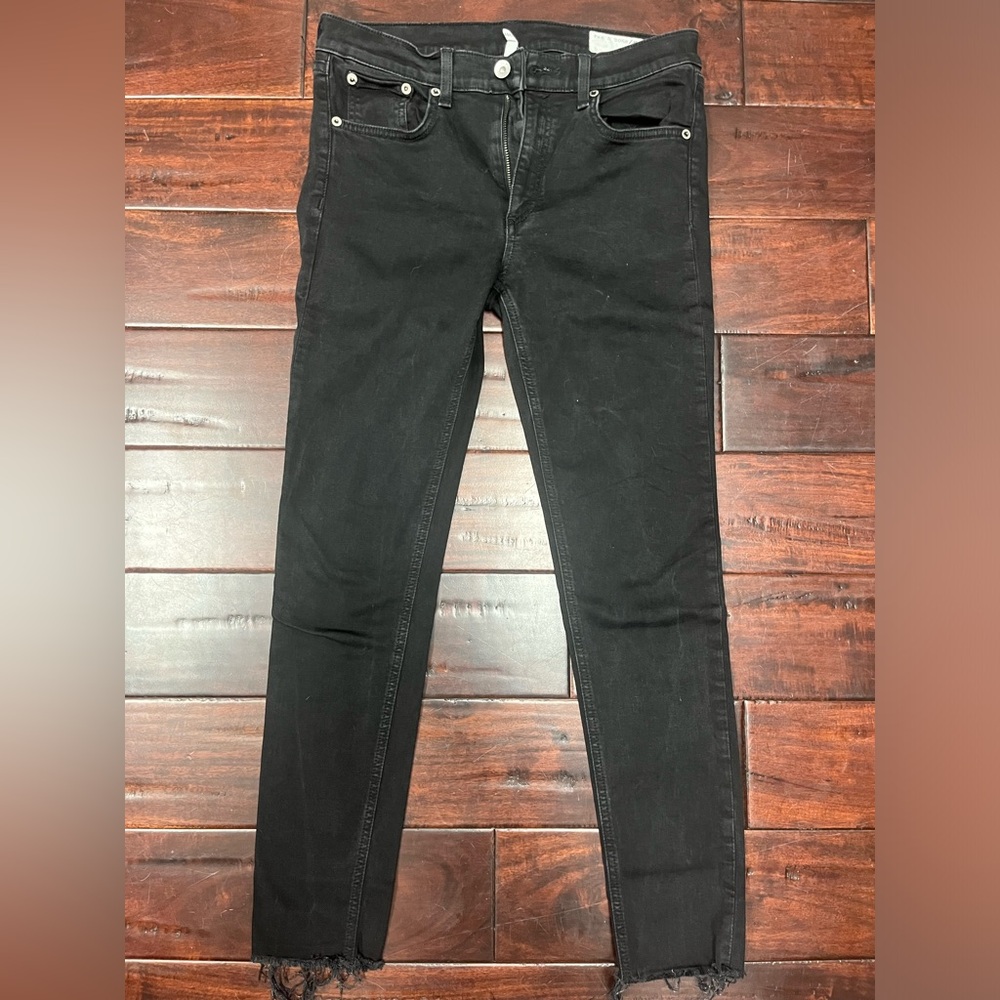 Rag and Bone skinny raw edge black jeans